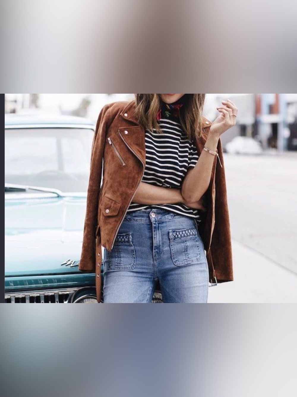 7 For All Mankind Brown Suede Moto Jacket